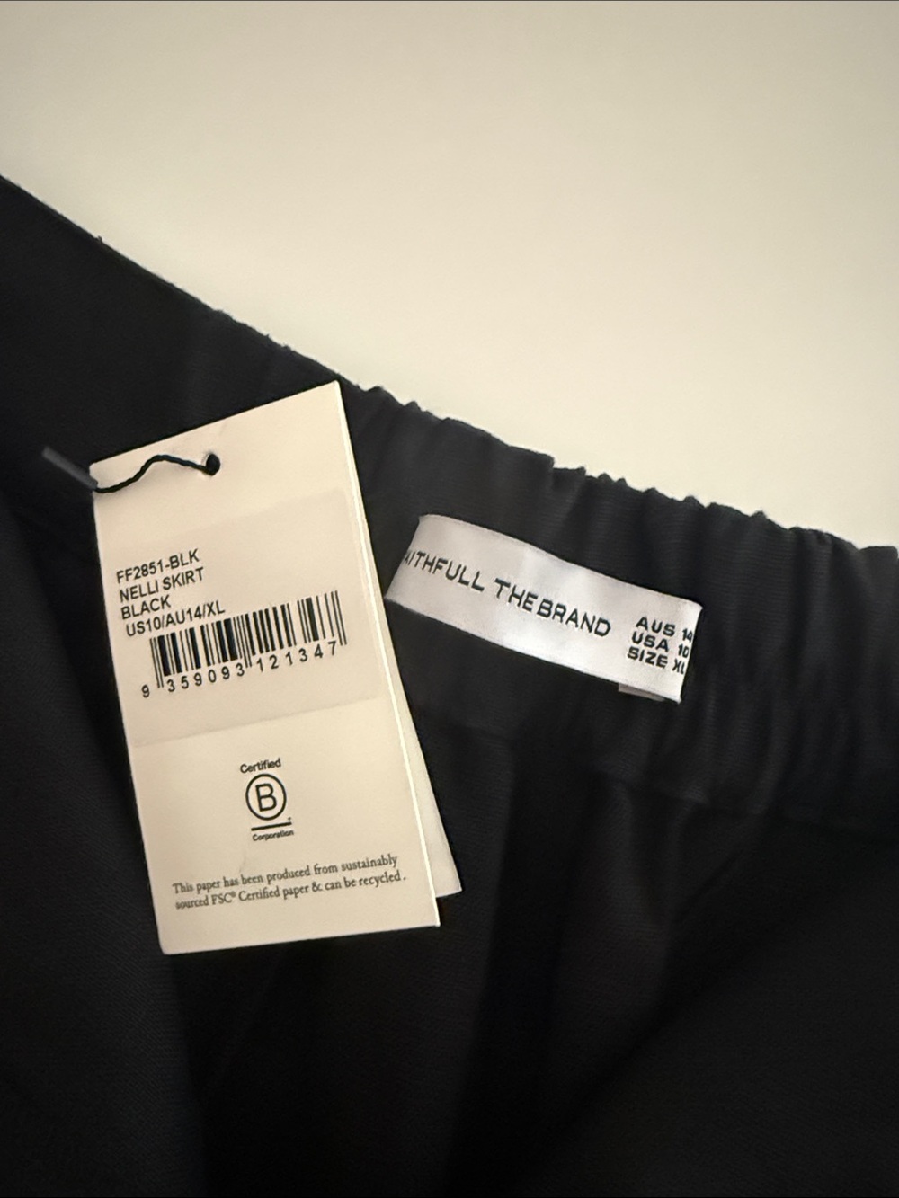 Faithfull the Brand Black Linen Set Nelli Maxi Skirt & Strapless Crop Top SZ 12 - Picture 15 of 16